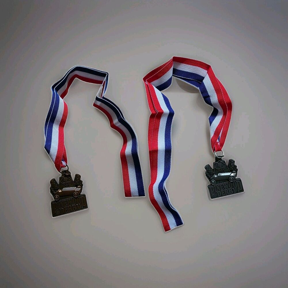Pinewood Derby Award Medal Ribbon Boy Scouts BSA Cub Scouting Set Of Two